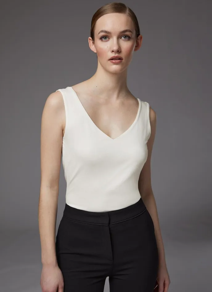 LK Bennett Athena Cream Lenzing Ecovero Viscose Vest Top Women Tops