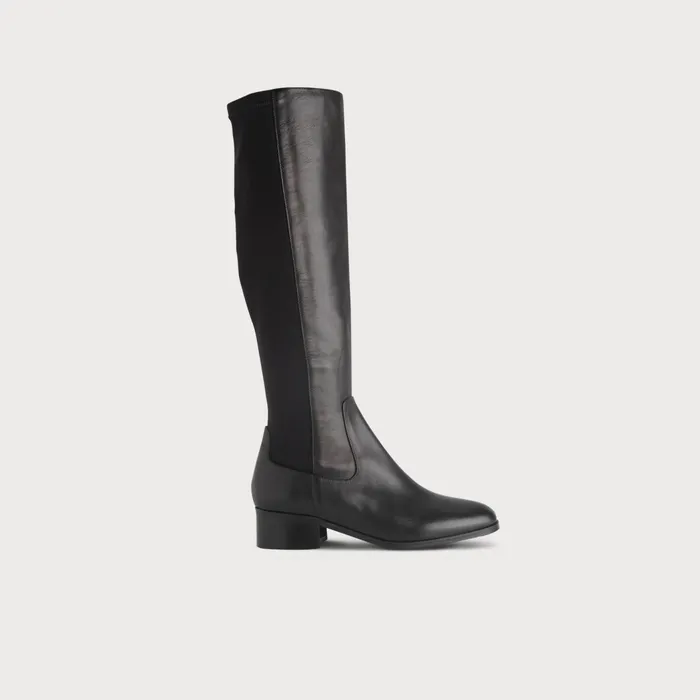 LK Bennett Bella Black Stretch Leather Knee Boots Women Boots
