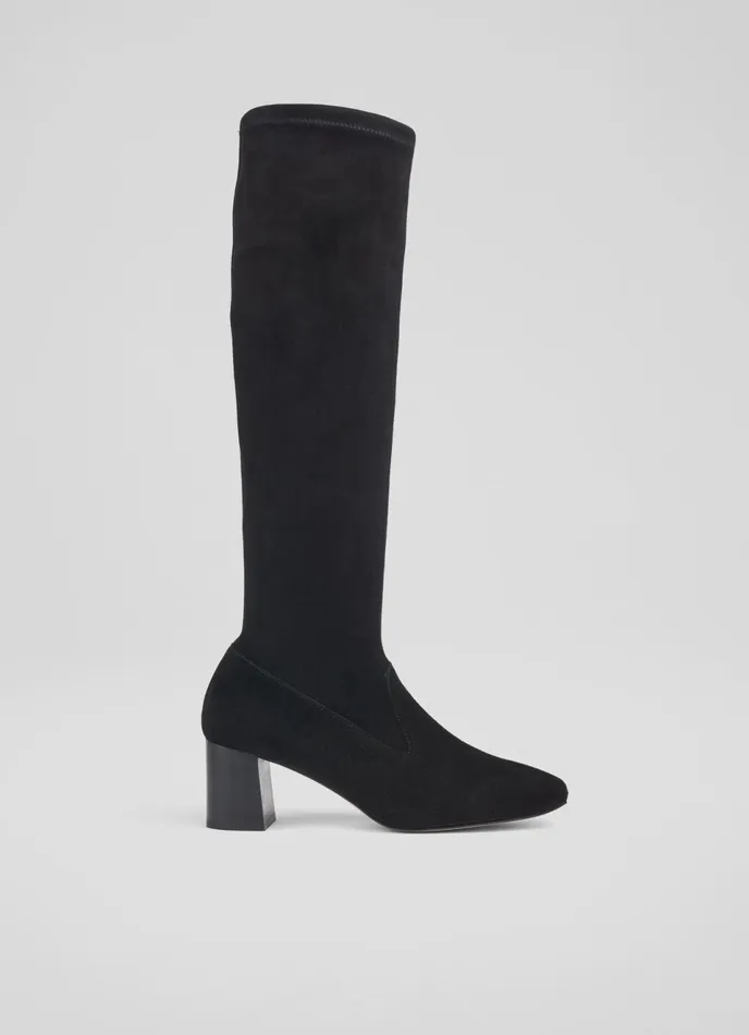 LK Bennett Davina Nutmeg Stretch Suede KneeHigh Boots Women Boots