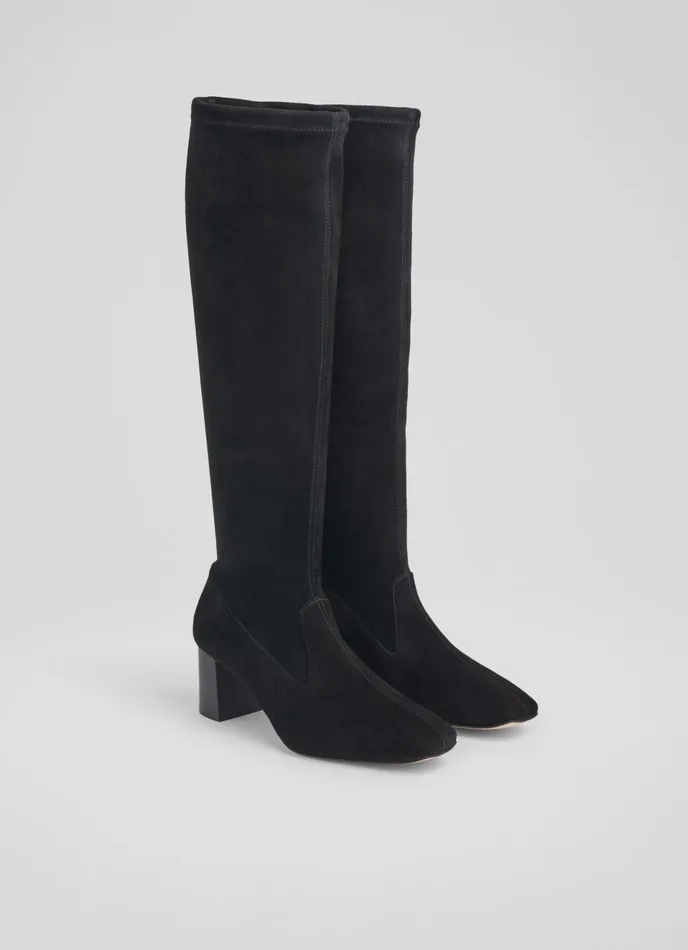 LK Bennett Davina Nutmeg Stretch Suede KneeHigh Boots Women Boots