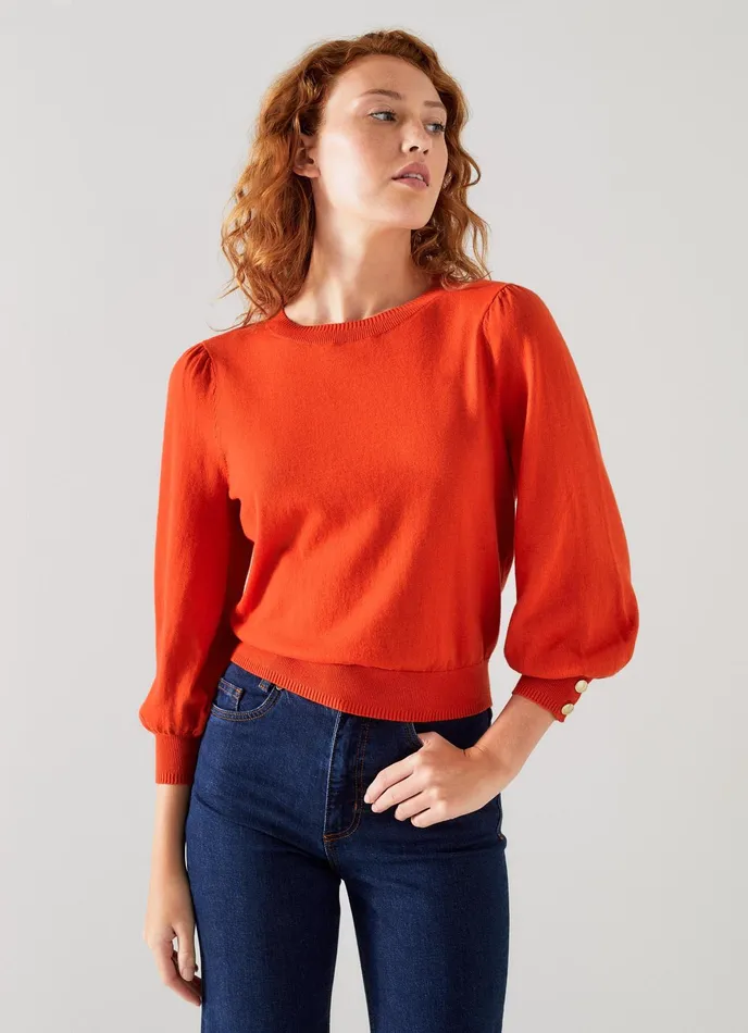 LK Bennett Diana Blue Cotton And Sustainably Sourced Merino Jumper Women Knitwear