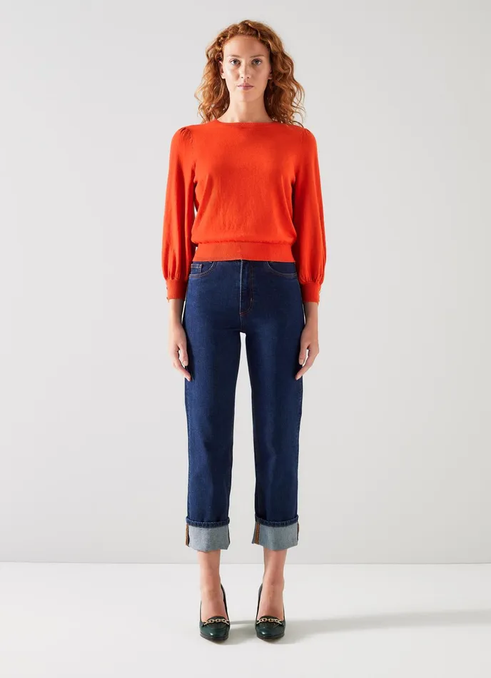 LK Bennett Diana Blue Cotton And Sustainably Sourced Merino Jumper Women Knitwear