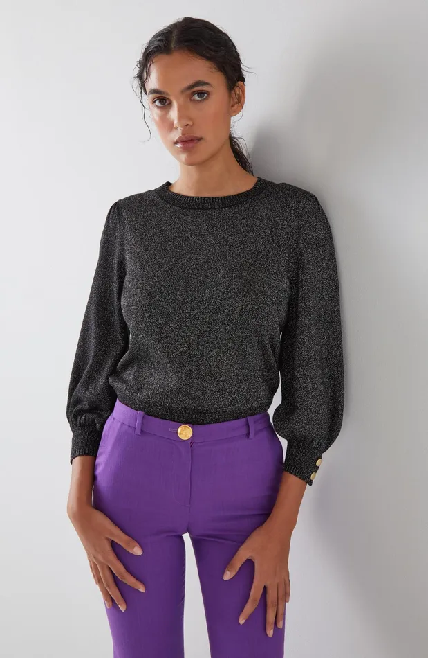 LK Bennett Diana Blue Cotton And Sustainably Sourced Merino Jumper Women Knitwear