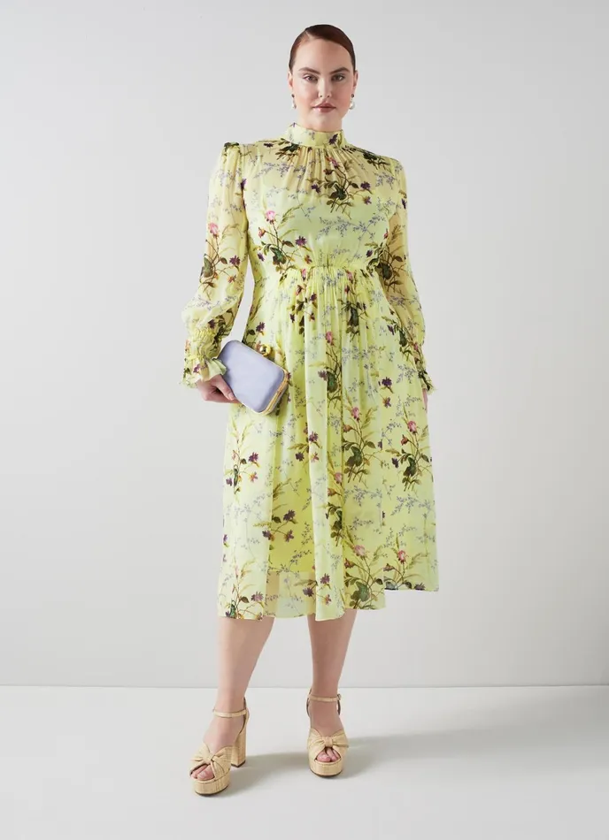 LK Bennett Eloise Meadow Scene Silk Dress Women Dresses