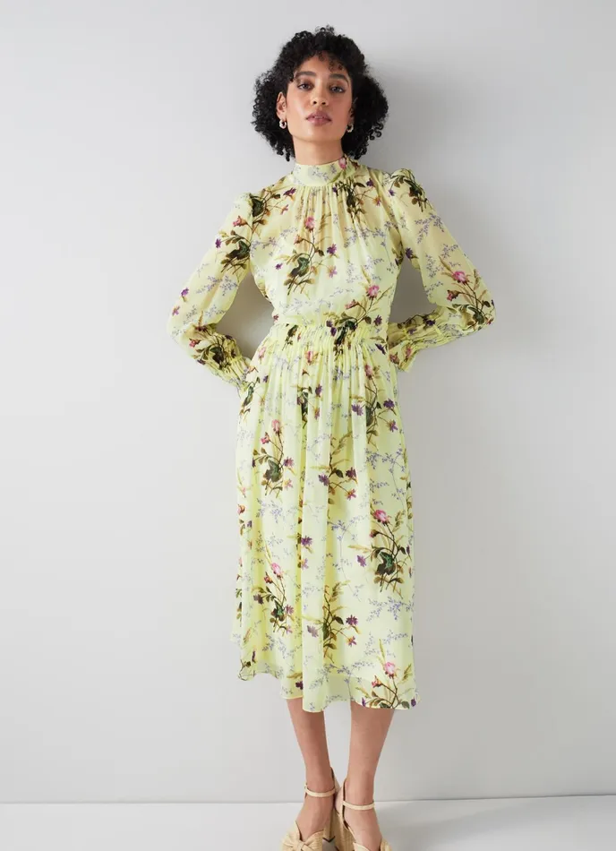 LK Bennett Eloise Meadow Scene Silk Dress Women Dresses