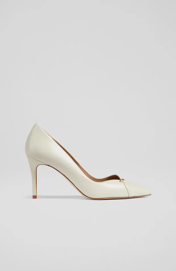 LK Bennett Fiora OffWhite Leather Courts Women Court Shoes