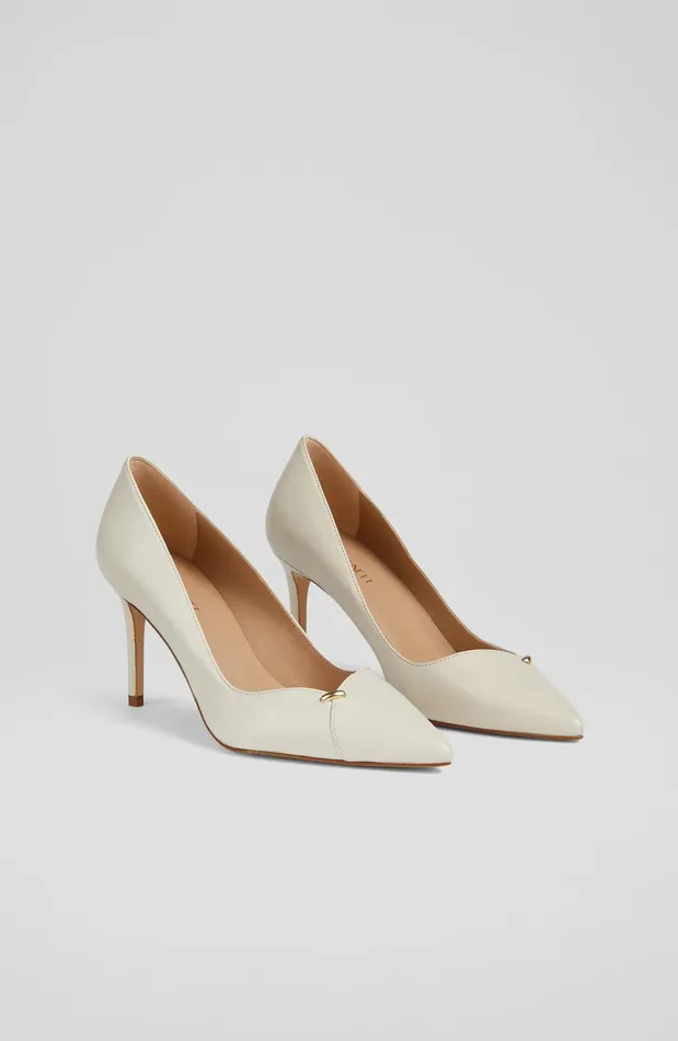 LK Bennett Fiora OffWhite Leather Courts Women Court Shoes