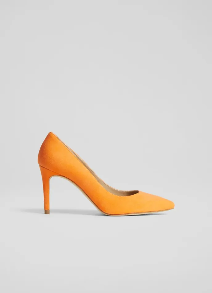 LK Bennett Floret Forest Green Suede Pointed Toe Courts Women Court Shoes
