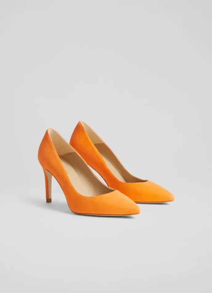 LK Bennett Floret Forest Green Suede Pointed Toe Courts Women Court Shoes
