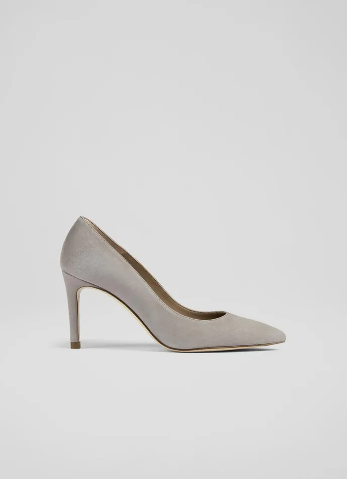 LK Bennett Floret Forest Green Suede Pointed Toe Courts Women Court Shoes