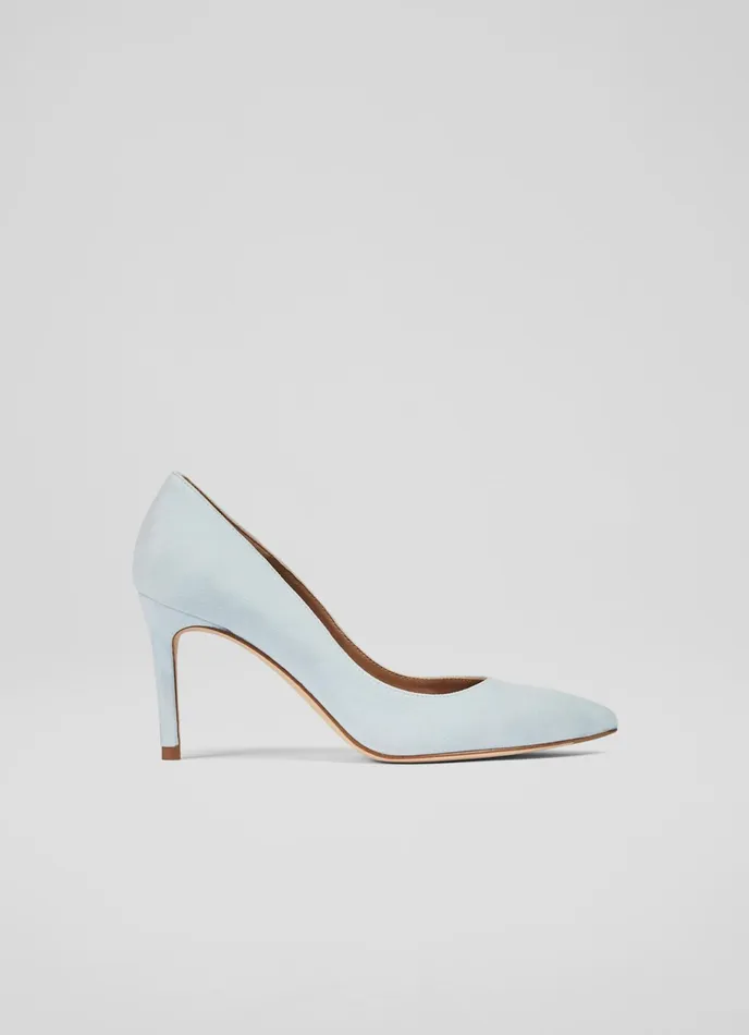 LK Bennett Floret Forest Green Suede Pointed Toe Courts Women Court Shoes