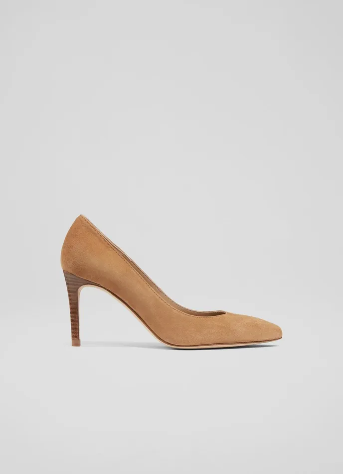 LK Bennett Floret Forest Green Suede Pointed Toe Courts Women Court Shoes
