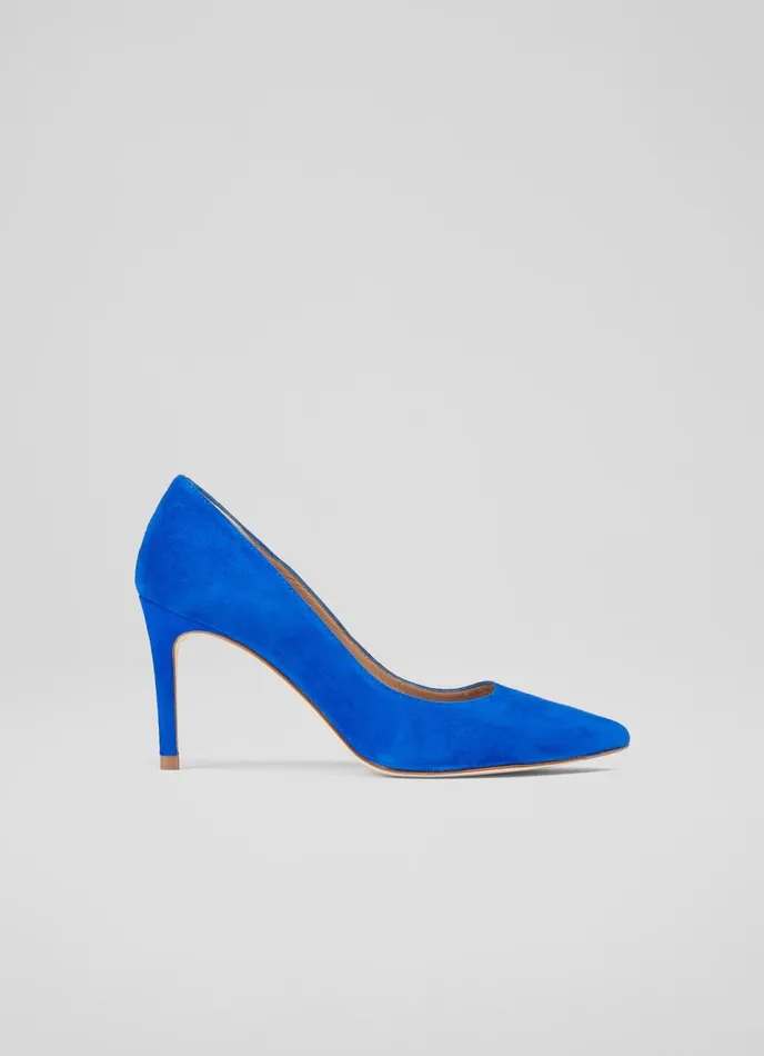 LK Bennett Floret Forest Green Suede Pointed Toe Courts Women Court Shoes
