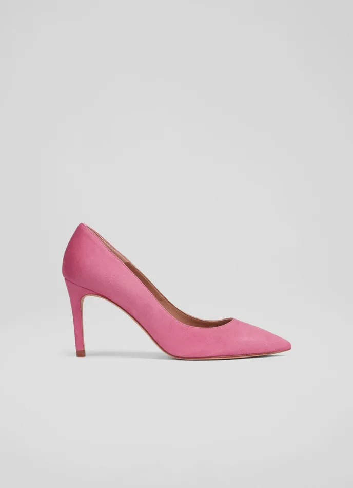 LK Bennett Floret Forest Green Suede Pointed Toe Courts Women Court Shoes