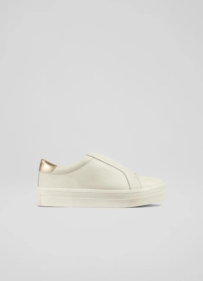 LK Bennett Joy White Leather PullOn Trainers Women Trainers