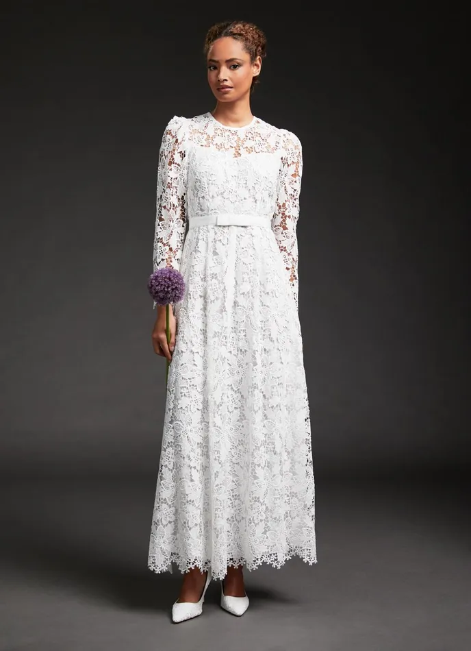 LK Bennett Lila OffWhite Lace Wedding Dress Women Dresses