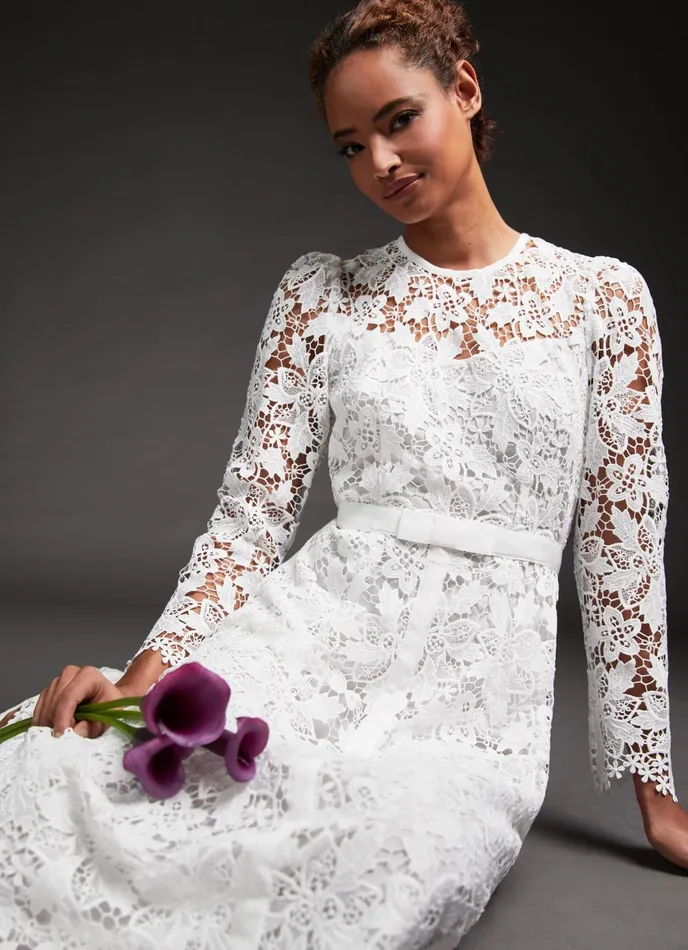 LK Bennett Lila OffWhite Lace Wedding Dress Women Dresses