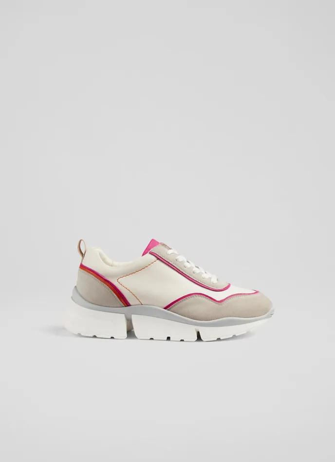 LK Bennett Lkb Step Cream Leather And Beige Suede Trainers Women Flats