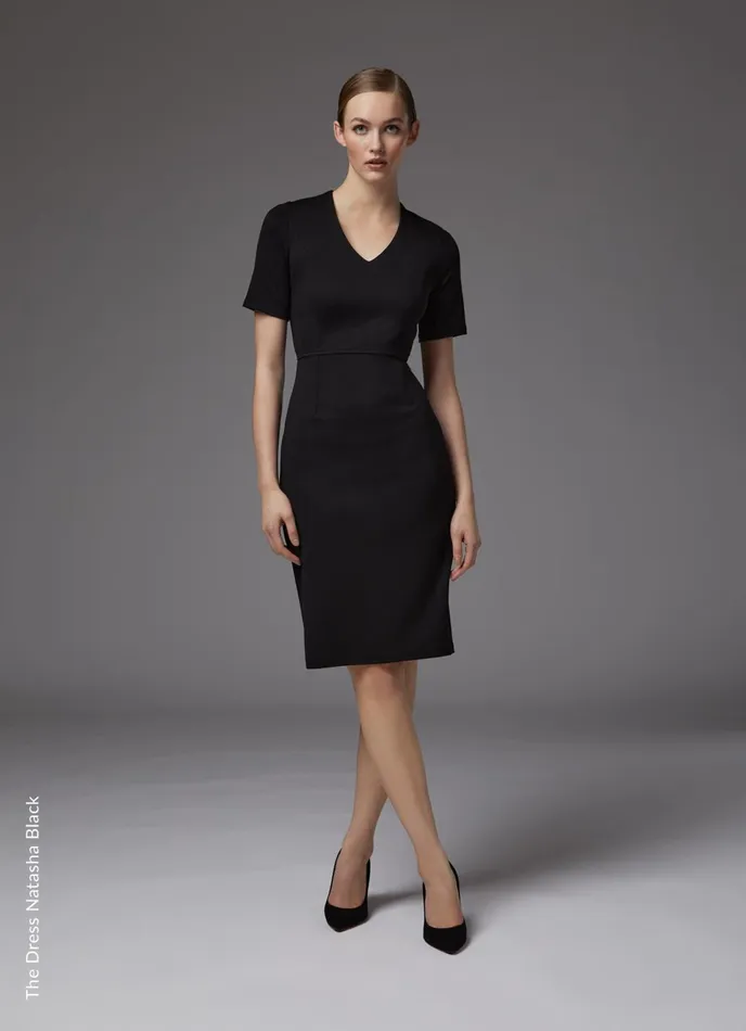 LK Bennett Natasha Navy Lenzing Ecovero Viscose Dress Women Dresses