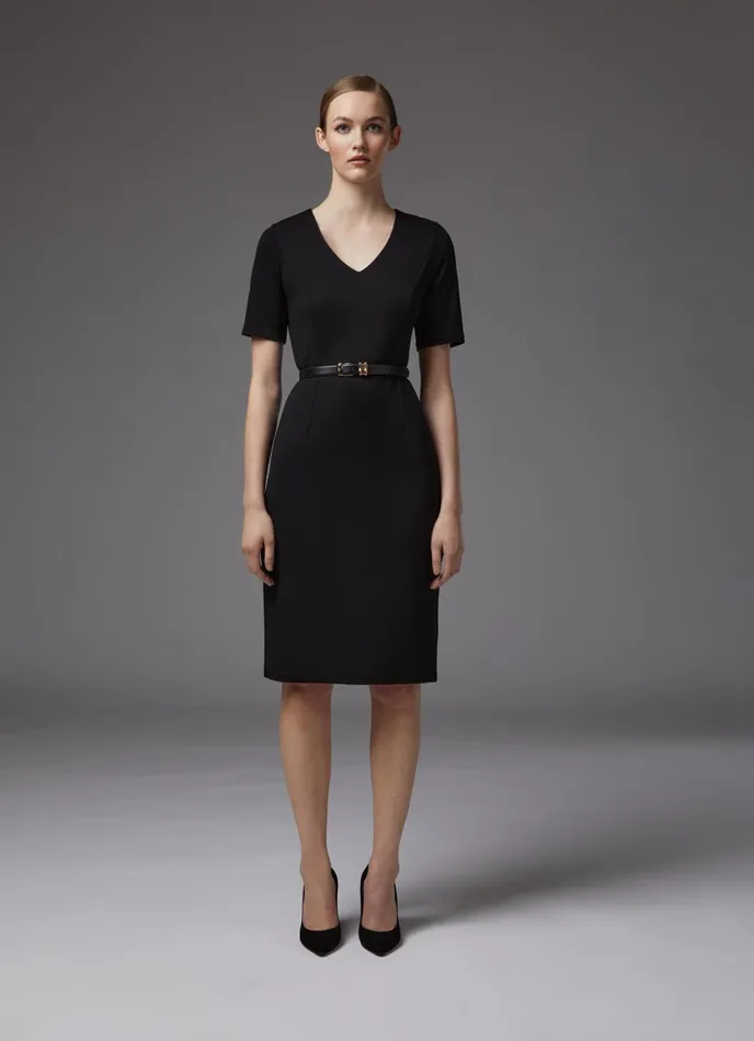 LK Bennett Natasha Navy Lenzing Ecovero Viscose Dress Women Dresses