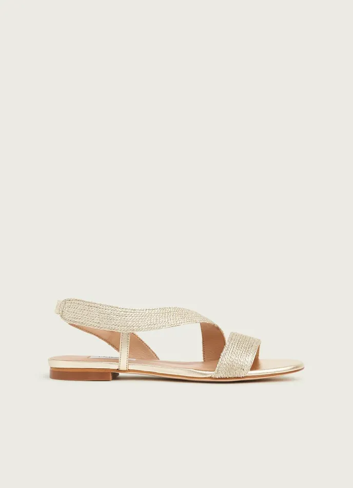 LK Bennett Rachel Gold Rope Flat Sandals Women Flats