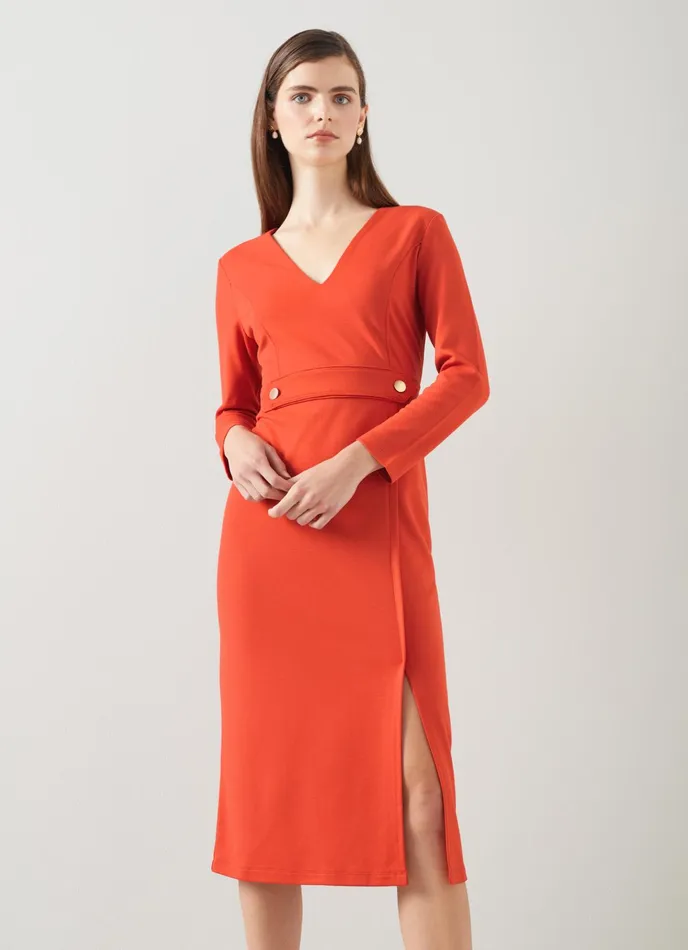LK Bennett Sarah Orange Lenzing Ecovero Viscose Blend Dress Women Dresses