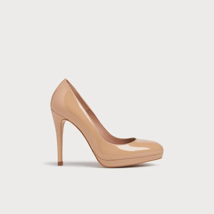 LK Bennett Sledge Beige Patent Platform Courts Women Court Shoes