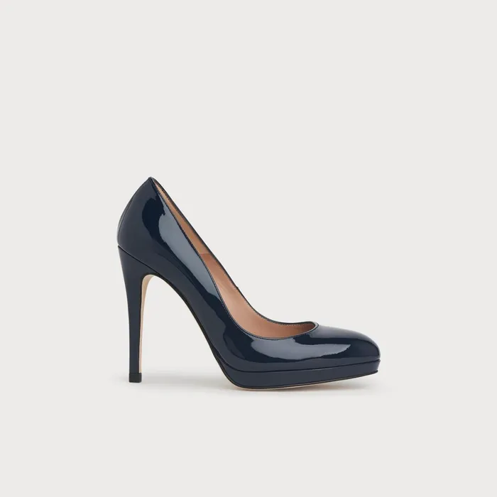 LK Bennett Sledge Beige Patent Platform Courts Women Court Shoes