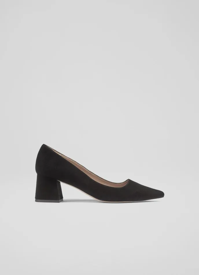 LK Bennett Sloane Pink Suede Block Heel Courts Women Court Shoes