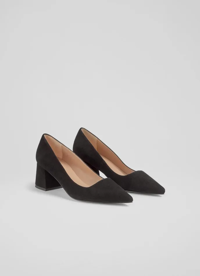 LK Bennett Sloane Pink Suede Block Heel Courts Women Court Shoes