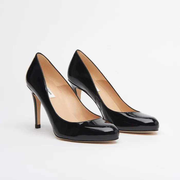 LK Bennett Stila Beige Patent Leather Round Toe Courts Women Court Shoes