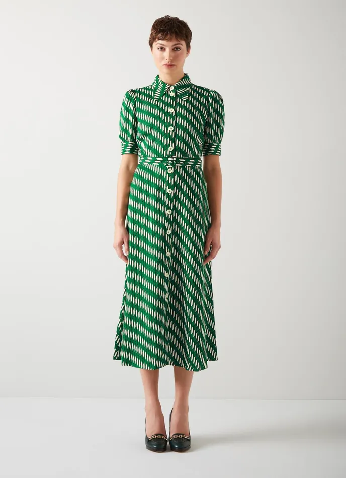 LK Bennett Valerie Navy And Cream Shirt Dress Women Dresses