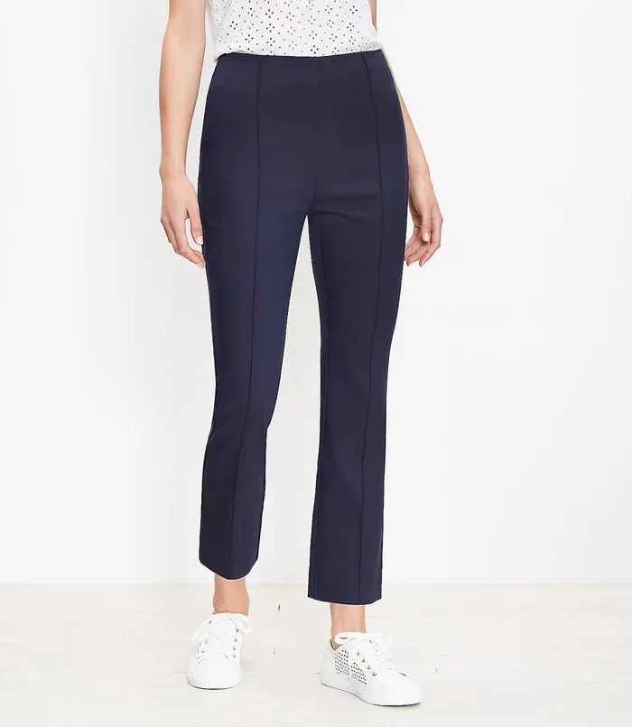 LOFT Curvy Side Zip Kick Crop Pants Black Women Pants