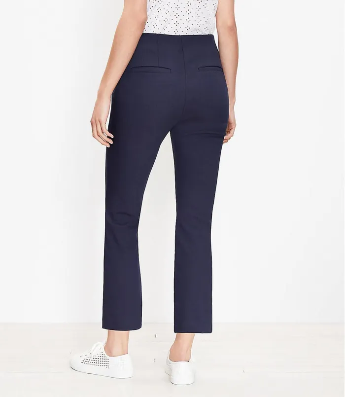 LOFT Curvy Side Zip Kick Crop Pants Black Women Pants