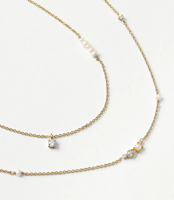 LOFT DemiFine Layered Necklace Set Gold Women Jewelry