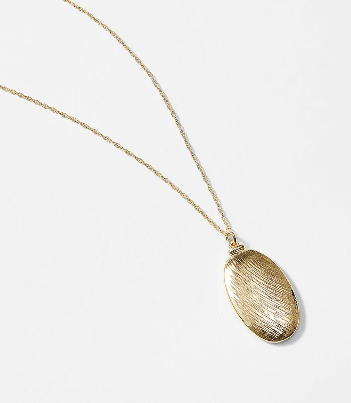 LOFT Etched Pendant Necklace Gold Women Jewelry