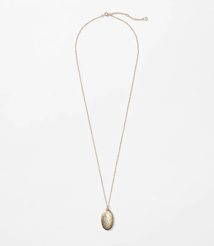 LOFT Etched Pendant Necklace Gold Women Jewelry