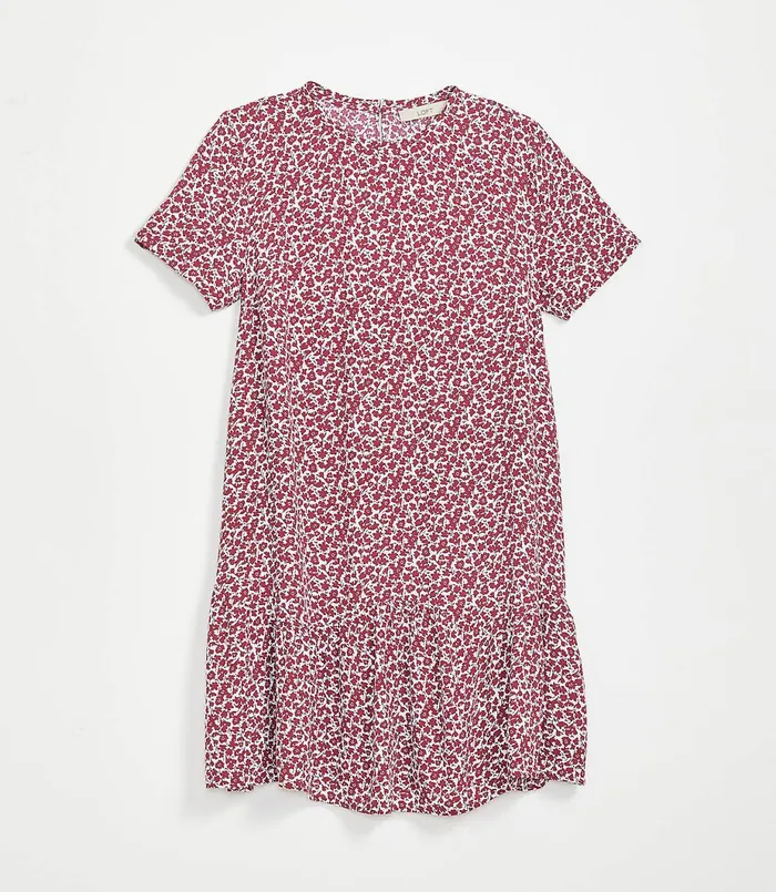 LOFT Floral Flounce Swing Dress Whisper White Women Dresses