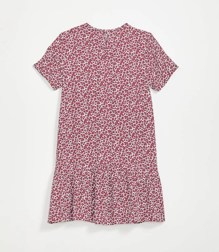 LOFT Floral Flounce Swing Dress Whisper White Women Dresses