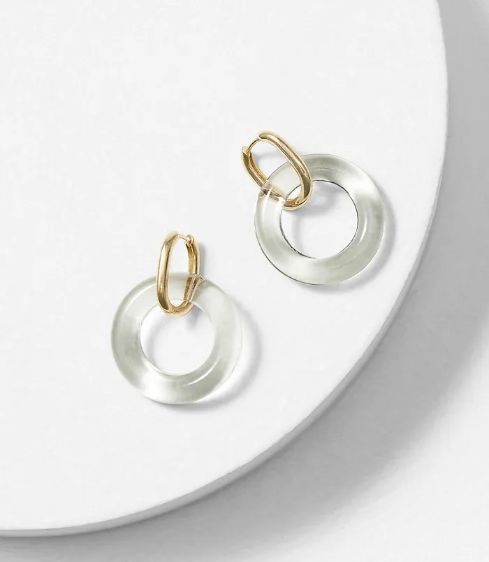 LOFT Glass Drop Earrings Smoke Grey Women Jewelry