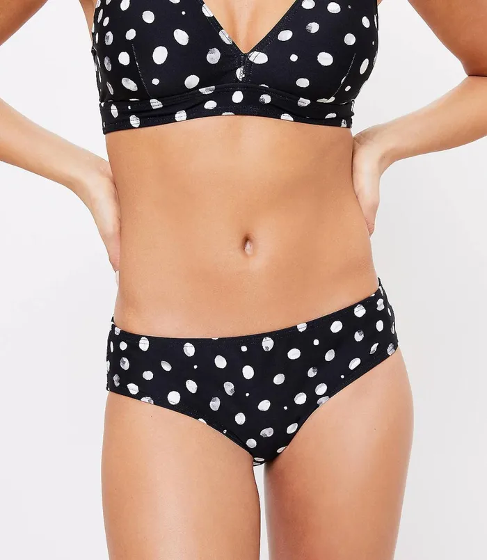 LOFT LOFT Beach Dotted Hipster Bikini Bottom Black Women Swim and Beach