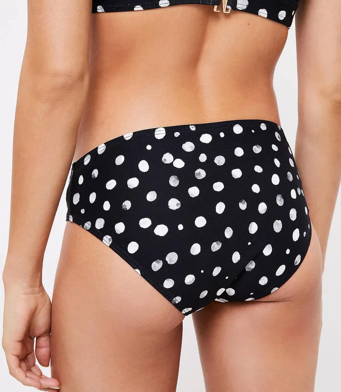 LOFT LOFT Beach Dotted Hipster Bikini Bottom Black Women Swim and Beach