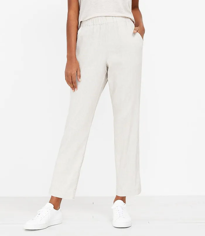 LOFT Lou and Grey Crosshatch Softstretch Linen Pants Sandy Shore Melange Women Pants LOFT Lou and Grey Crosshatch Softstretch Linen Pants Sandy Shore Melange Women Pants