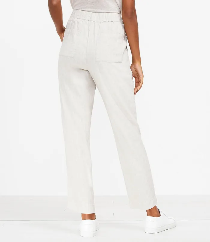 LOFT Lou and Grey Crosshatch Softstretch Linen Pants Sandy Shore Melange Women Pants