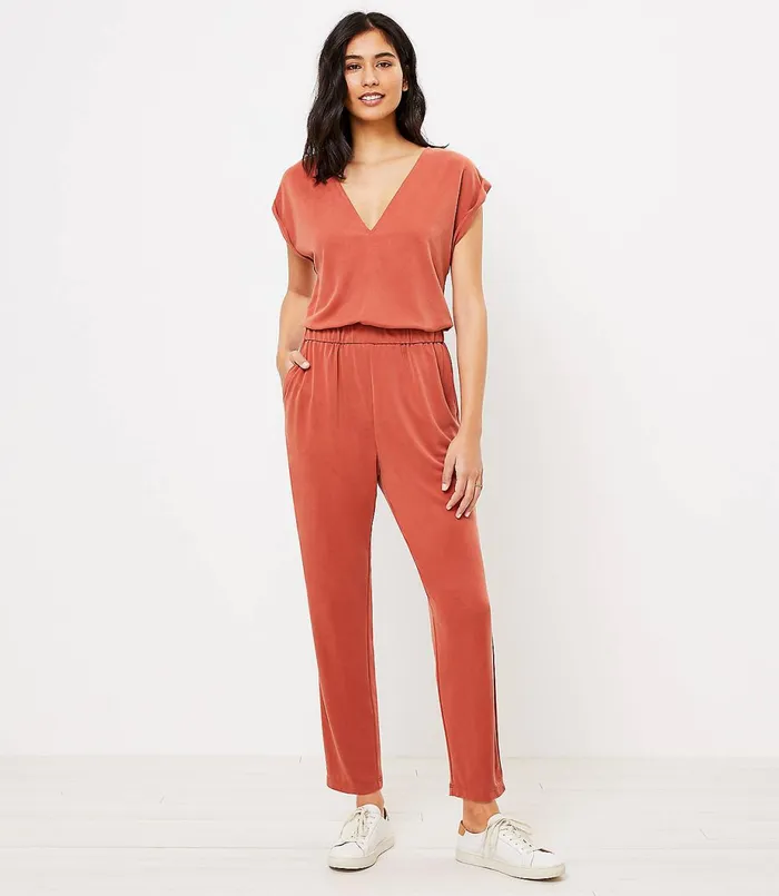 LOFT Lou and Grey Sandwashed Jumpsuit Red Clay Women Jumpsuits and Rompers