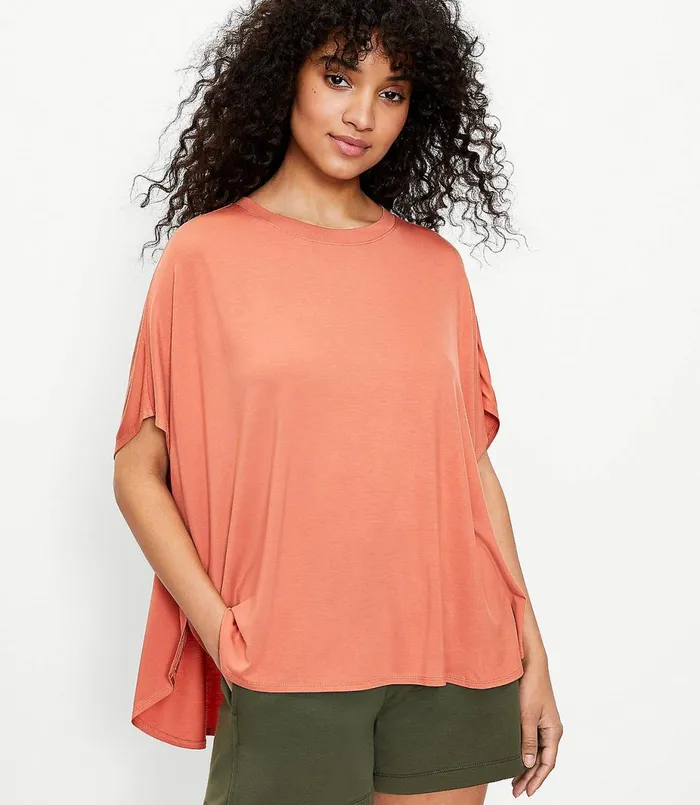 LOFT Lou and Grey Signature Softblend Jersey Poncho Top Forever Navy Women Loungewear LOFT Lou and Grey Signature Softblend Jersey Poncho Top Forever Navy Women Loungewear