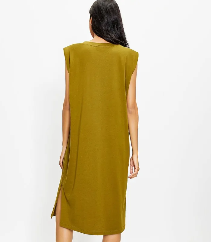 LOFT Muscle Tee Midi Dress Vine Green Women Midi and Maxi