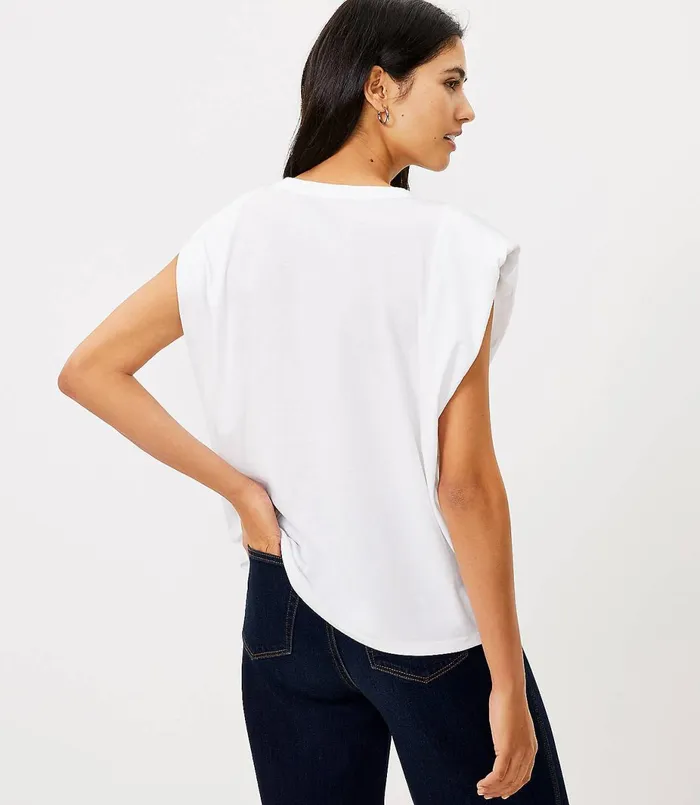 LOFT Padded Shoulder Muscle Tee White Women Tees