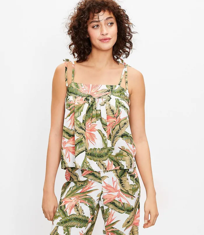 LOFT Paradise Bow Strap Pajama Cami Multi Women Sleepwear