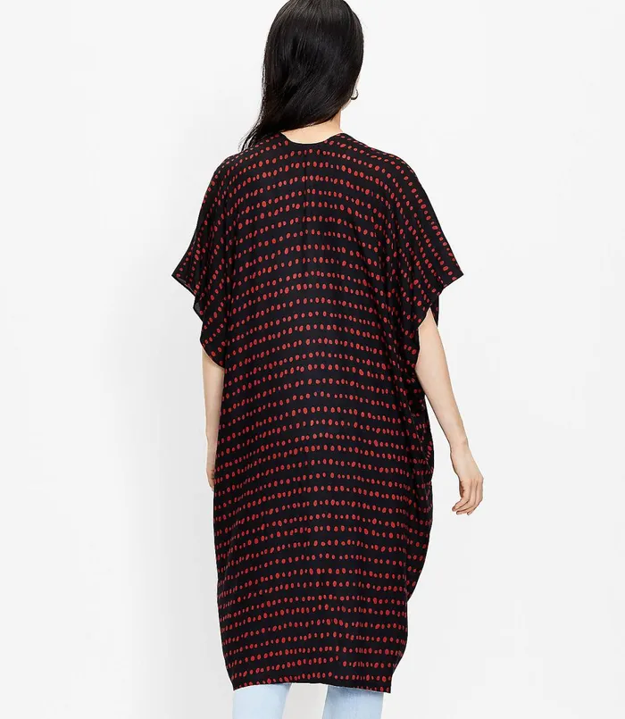 LOFT Pearl Print Long Kimono Black Women Wraps and Scarves